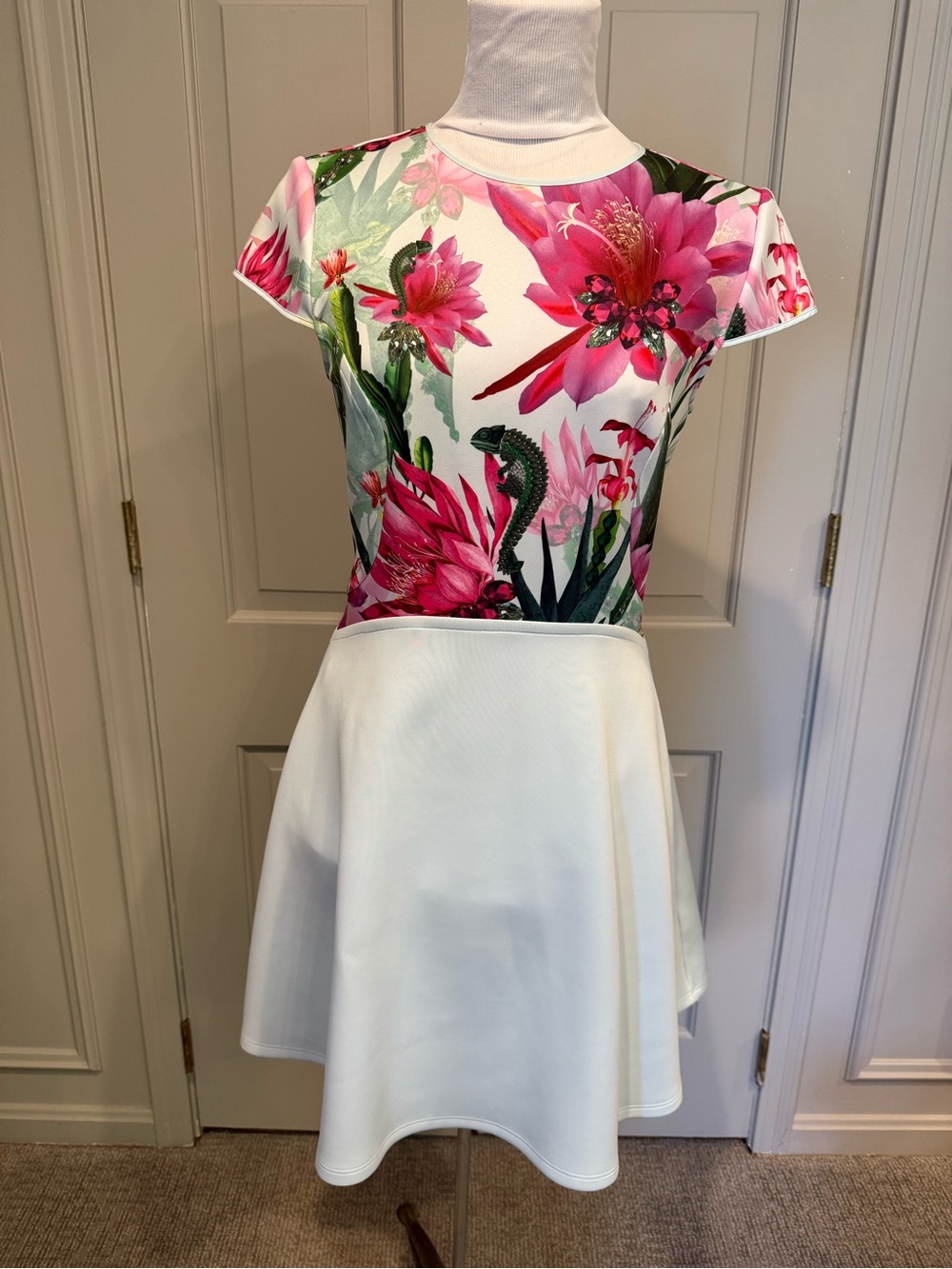 Ted Baker Size 2 4/6 Mint Floral Skater Dress